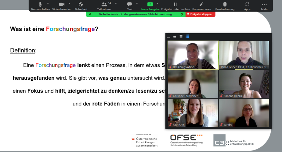 Screenshot vom Online-Workshop Screenshot vom Online-Workshop