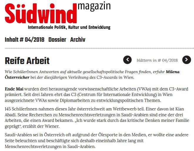Screenshot Südwind Magazin Screenshot Südwind Magazin